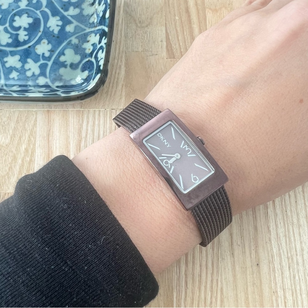 Dkny Ladies Rectangular Metallic Brown Dress Watc… - image 2